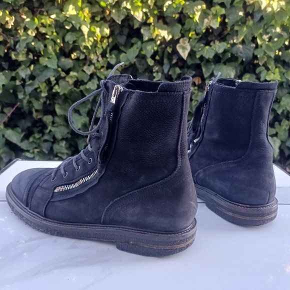All SAINTS Dual Zipper Suede Combat Boots Men's Size 45 Black MSRP $285 - Picture 4 of 11